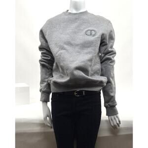 Unisex Christian Dior Gray Cotton Fleece CD Icon Sweatshirt Men's Size L